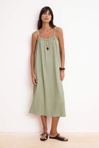 Women's Flat Midi Sleeveless Shift Dress