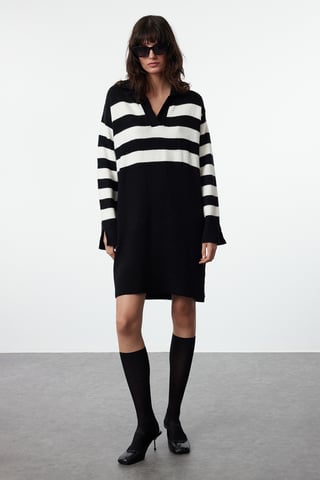 Women's Striped Midi LONG Casual/Daily slim Dress