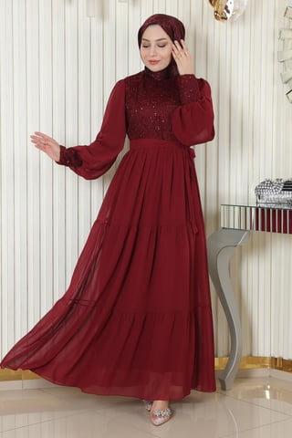 Pulpaet Chiffong Abayas Bordeaux