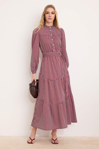 Women's Striped Maxi Long Casual/daily A–line Hijab dress