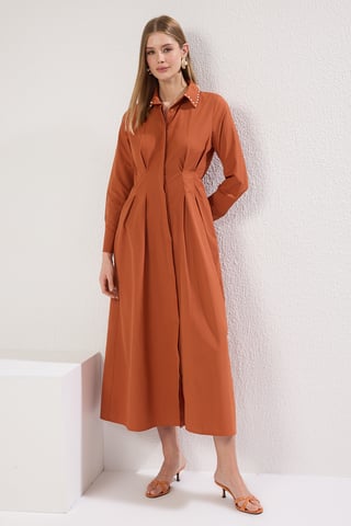 Brun rak LÅNG LÅNG Casual/Daglig hijabklänning för kvinnor