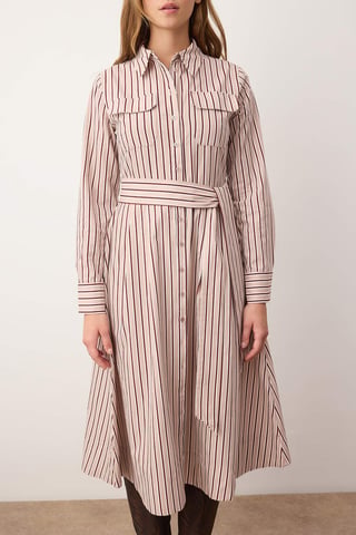 Women's Striped Midi Long Casual/daily Shirt dress Dress