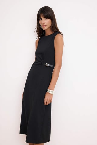 Women's Flat Midi Sleeveless Shift Dress