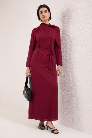 Vinröd Rak Maxi Lång Snygg/Natt Normal Enkla Aftonklänningar för Dam