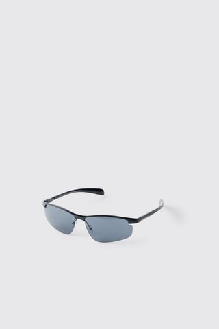 Metal Rim Wrap Around Sunglasses