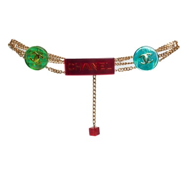 Chanel, multicolor iridescent chain belt