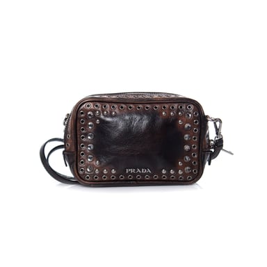 Prada, Vitello vintage embellished camera messenger bag.