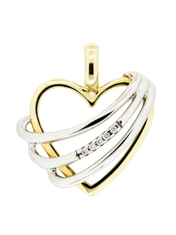 Orolino Trailer 585 gold two-tone heart with 5x brilliant-cut diamonds 0.025ct.