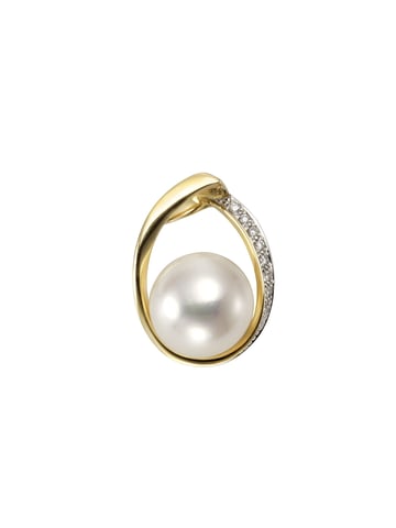 Orolino Trailer Gold 585 with white pearl 10,5-11mm + 9x brilliant cut diamonds in total 0,045ct.