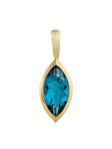 Orolino Trailer 585 gold with blue topaz (beh.) navette cut