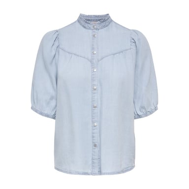 Only Onlcharis life 24 frill shirt wvn cc blue denim