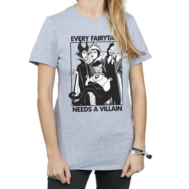 Disney Womens/Ladies Every Fairy Tale Needs A Villain Boyfriend T-Shirt (Sports Grey)