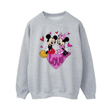 Disney Womens/Ladies Love Hearts Mickey & Minnie Mouse Sweatshirt (Sport Grey)