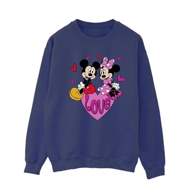 Disney Womens/Ladies Love Hearts Mickey & Minnie Mouse Sweatshirt (Navy Blue)