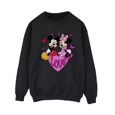 Disney Womens/Ladies Love Hearts Mickey & Minnie Mouse Sweatshirt (Black)