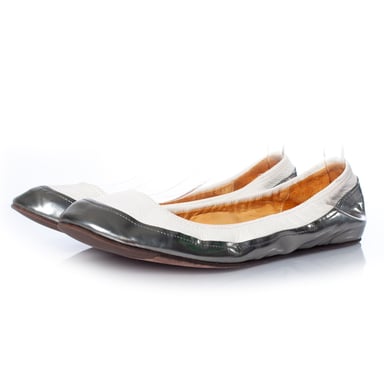 Lanvin, stretch ballerina in white and metallic