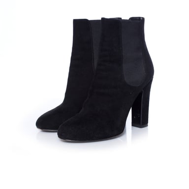 Dolce & Gabbana, Black suede heeled chelsea boots.