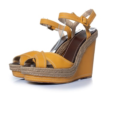 Christian Louboutin, ochre leather wedge sandals
