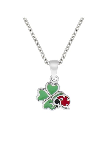 Zeeme for Kids Necklace 925/- Sterling silver cloverleaf ladybird lacquer