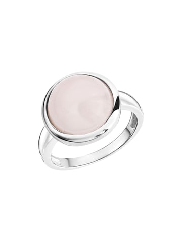 Zeeme Gemstones Ring Silver 925 rhodium-plated with genuine rose quartz 12mm