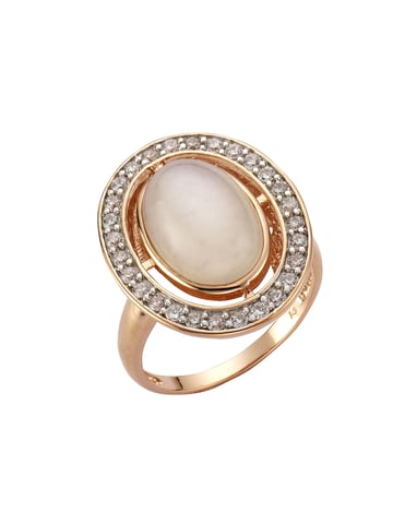 Zeeme Gemstones Ring Silber 925 rosé vergoldet mit echtem Mondstein Zirkonia