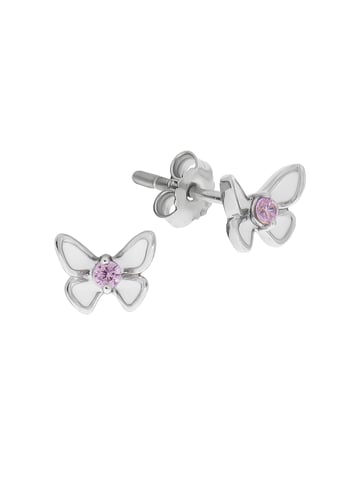 Zeeme for Kids Earrings Silver 925 butterfly zirconia pink