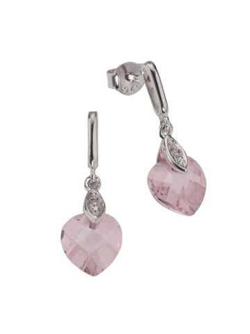 Zeeme for Kids Earrings 925/- Sterling silver zirconia heart pink
