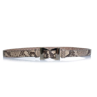 Gucci, python leather belt with gold metal bow