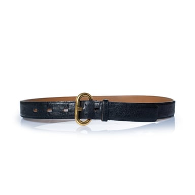 Delvaux, ostrich black leather waist belt