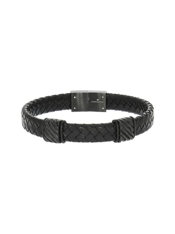Zeeme Stainless Steel Bracelet Brown leather strap with stainless steel clasp