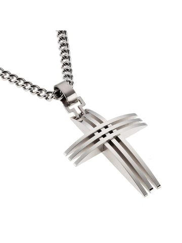 Zeeme Stainless Steel Necklace Stainless steel with cross pendant 50cm long