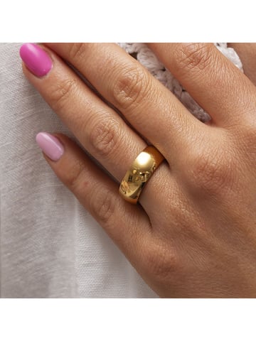 Zeeme Stainless Steel Ring Stainless steel yellow gold-plated 8mm wide