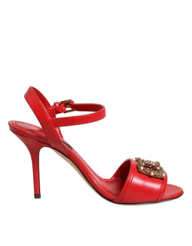 Dolce & Gabbana Röda Läder DG AMORE Klack Sandaler Skor
