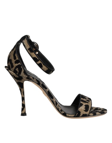 Dolce & Gabbana Guld Leopard Ankelrem Häl Sandaler Skor