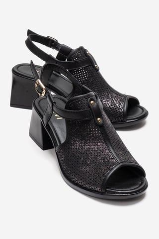 Janelle Leather Block Heel Sandal