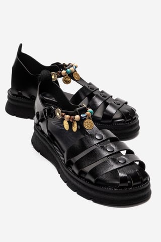 Solis Leather Beaded Sandal
