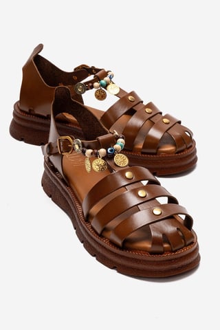 Solis Leather Beaded Sandal