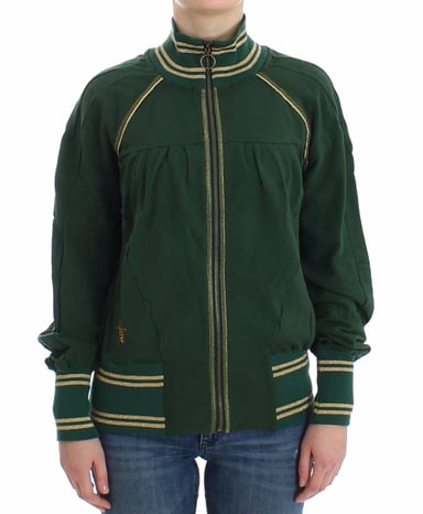 John Galliano Green Mock Zip Cardigan Sweatshirt Sweater Jacket