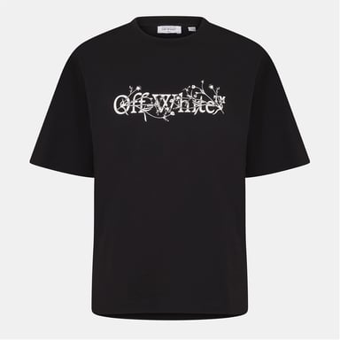 Heren Off White Bloem Crew Neck Korte Mouwen T-Shirt in Zwart-Wit