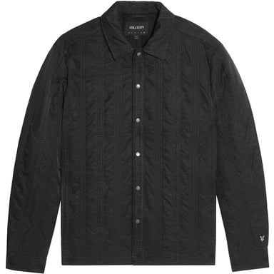 Heren Lyle And Scott Geometrisch Patroon Snap Button Geborduurd Leeuwenkruis Overshirt in Black Ice