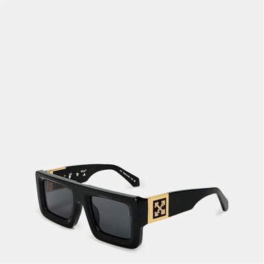 Accessoires Off White Unisex Vierkante Zonnebril, Vierkant Ontwerp in Zwart/Donkergrijs