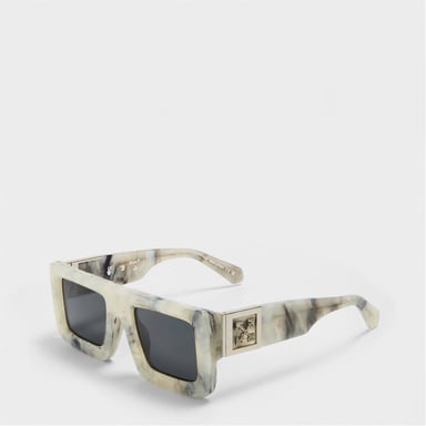 Accessories Off White Unisex Square Sunglasses, Square Design in Marble/Grey