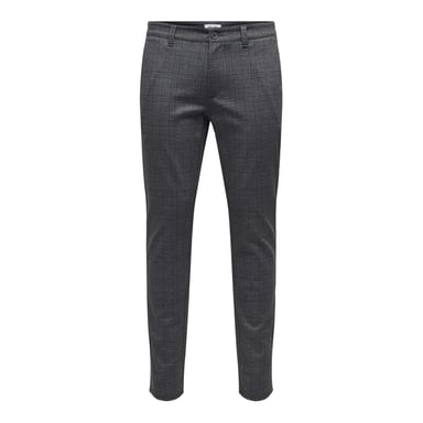 Men's Only Plaid Slim Five Pocket Chinos in Demitasse