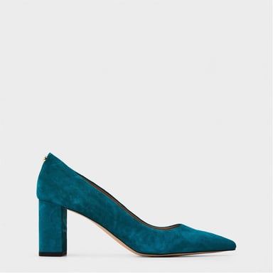 Women's Boss Janet High Heel Block Court Shoes in Open Green