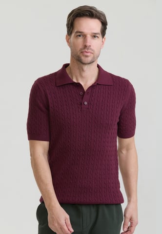 Polo Shirt Short Sleeve Cable Knit Polo Shirt Short Sleeve