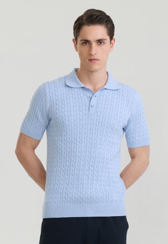 Polo Shirt Short Sleeve Cable Knit Polo Shirt Short Sleeve