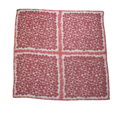 Hermes, red floral printed silk scarf
