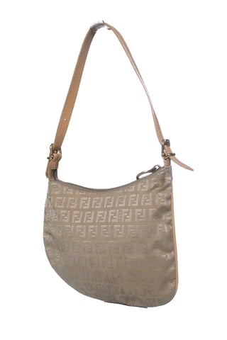 Fendi, Zucchini FF Oyster shoulder bag in beige