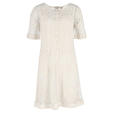 Temperley London Mesh Knee Length Dress in White Polyester