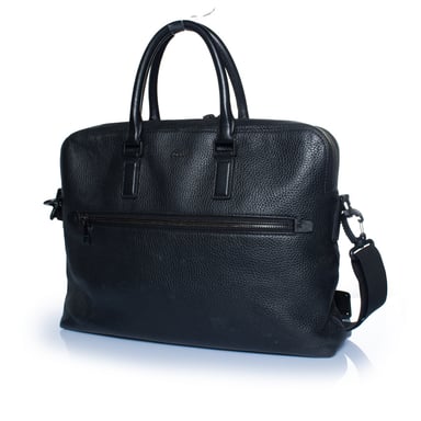 Hugo Boss, grained leather laptop bag in black